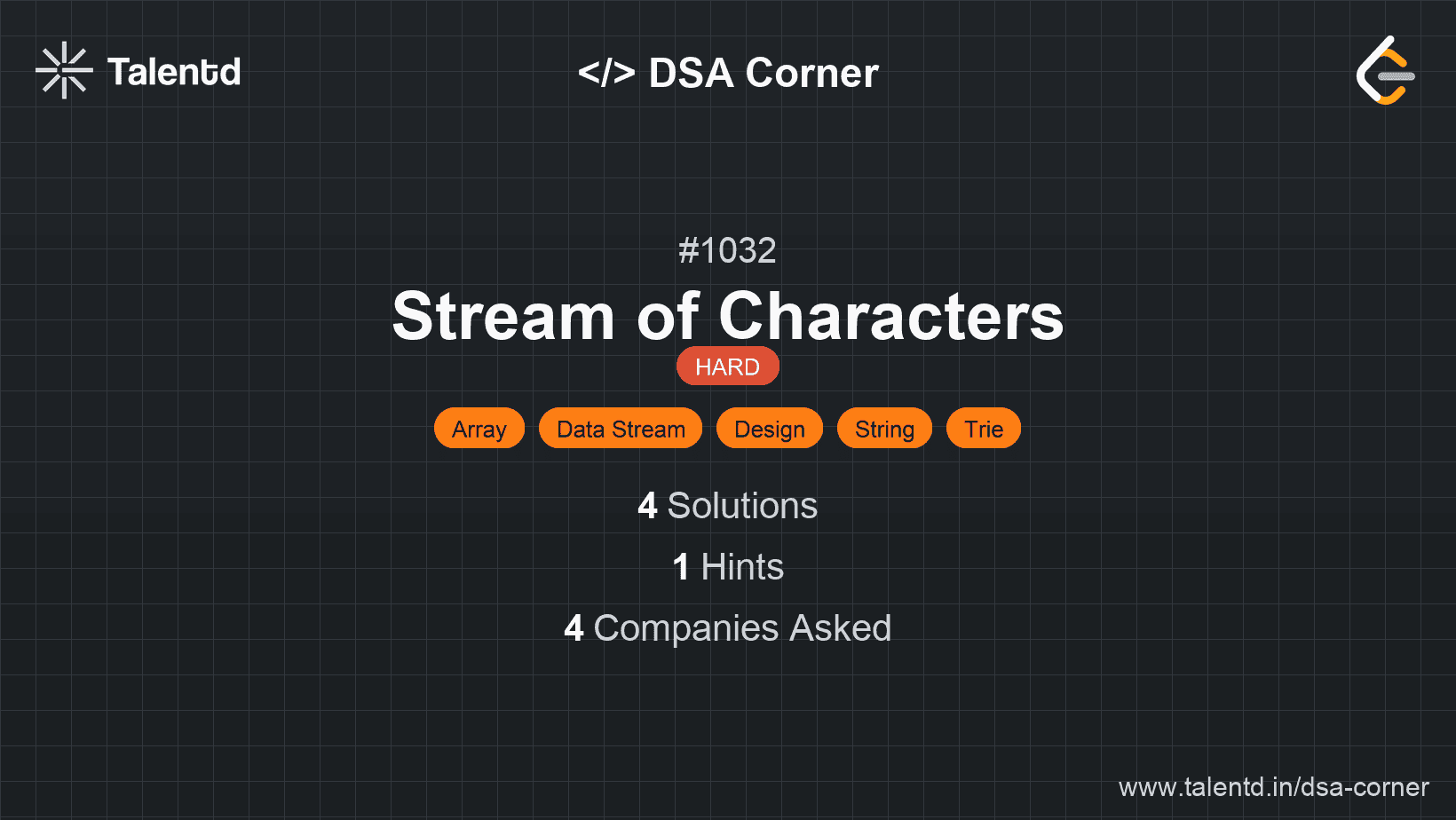 Problem visualization for Stream of Characters