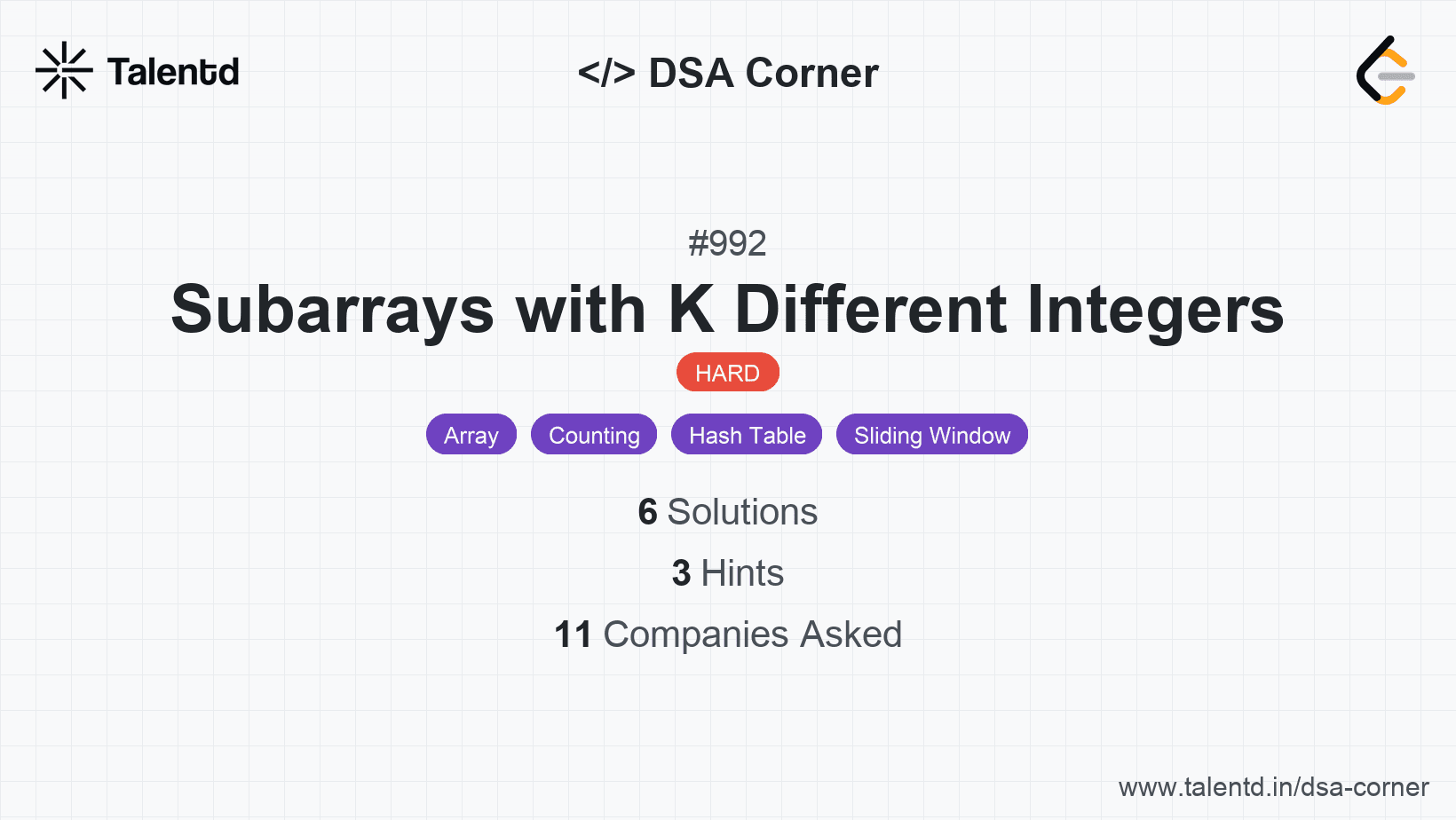 Problem visualization for Subarrays with K Different Integers