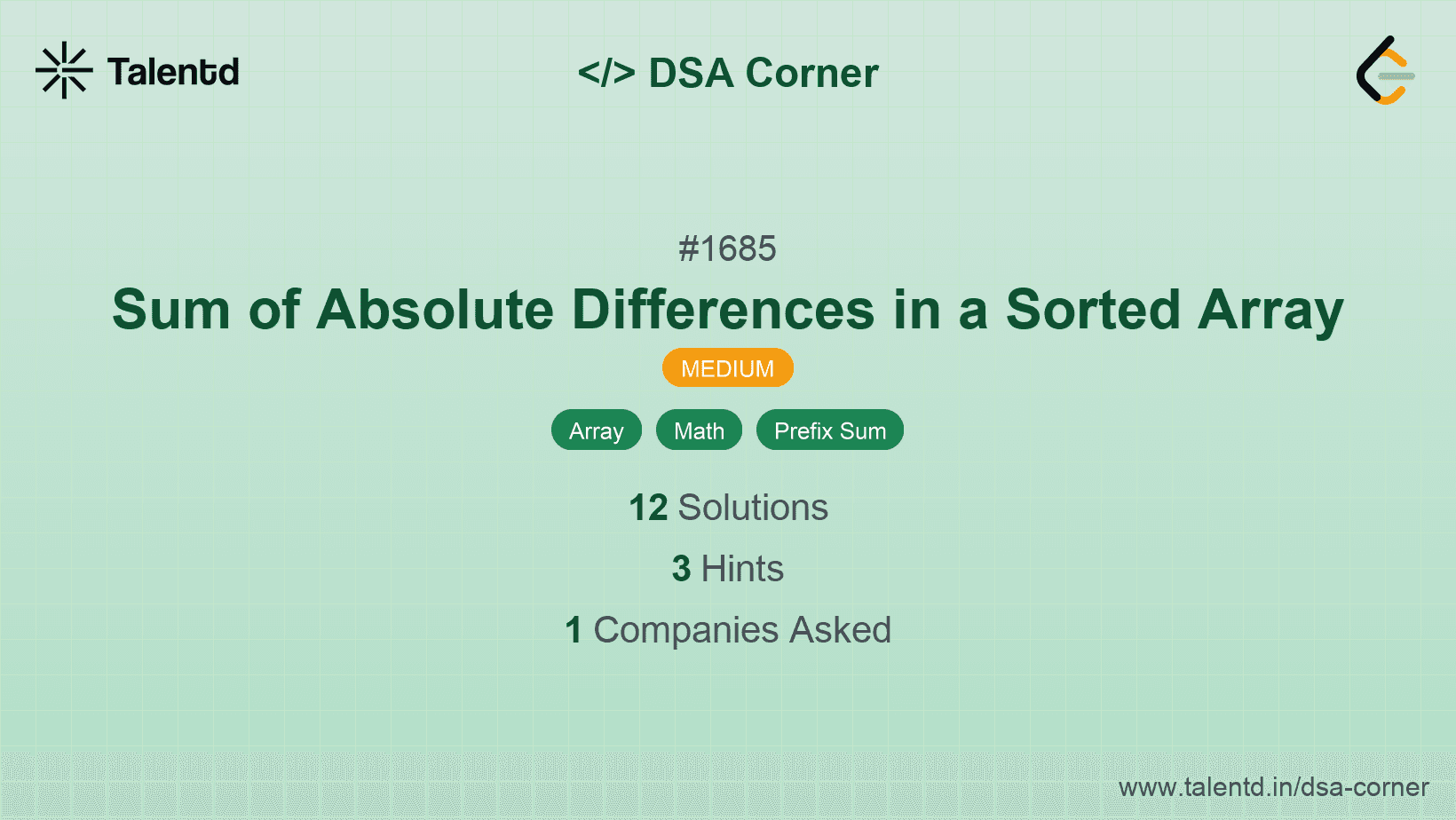 Problem visualization for Sum of Absolute Differences in a Sorted Array