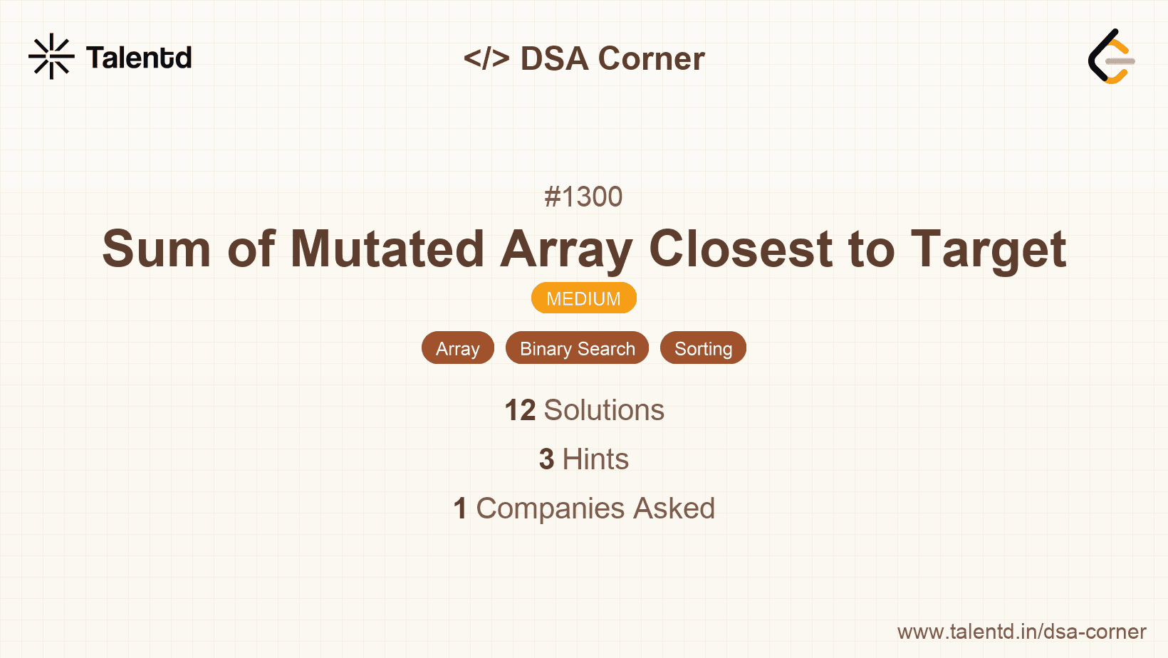 Problem visualization for Sum of Mutated Array Closest to Target