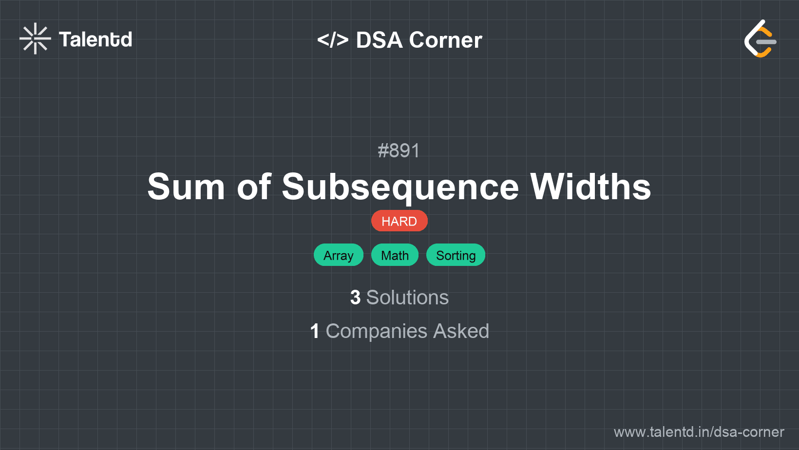 Problem visualization for Sum of Subsequence Widths