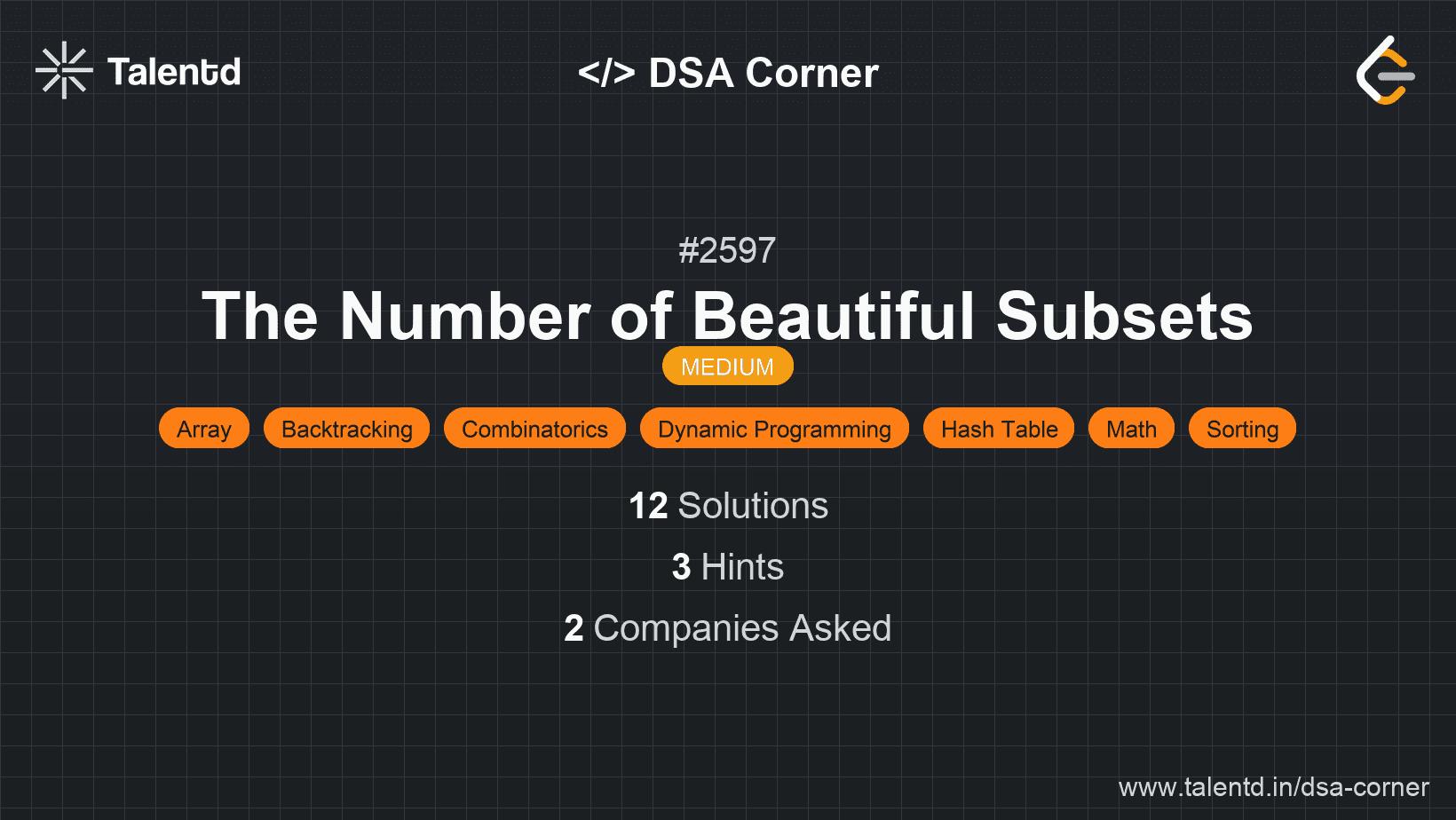 Problem visualization for The Number of Beautiful Subsets