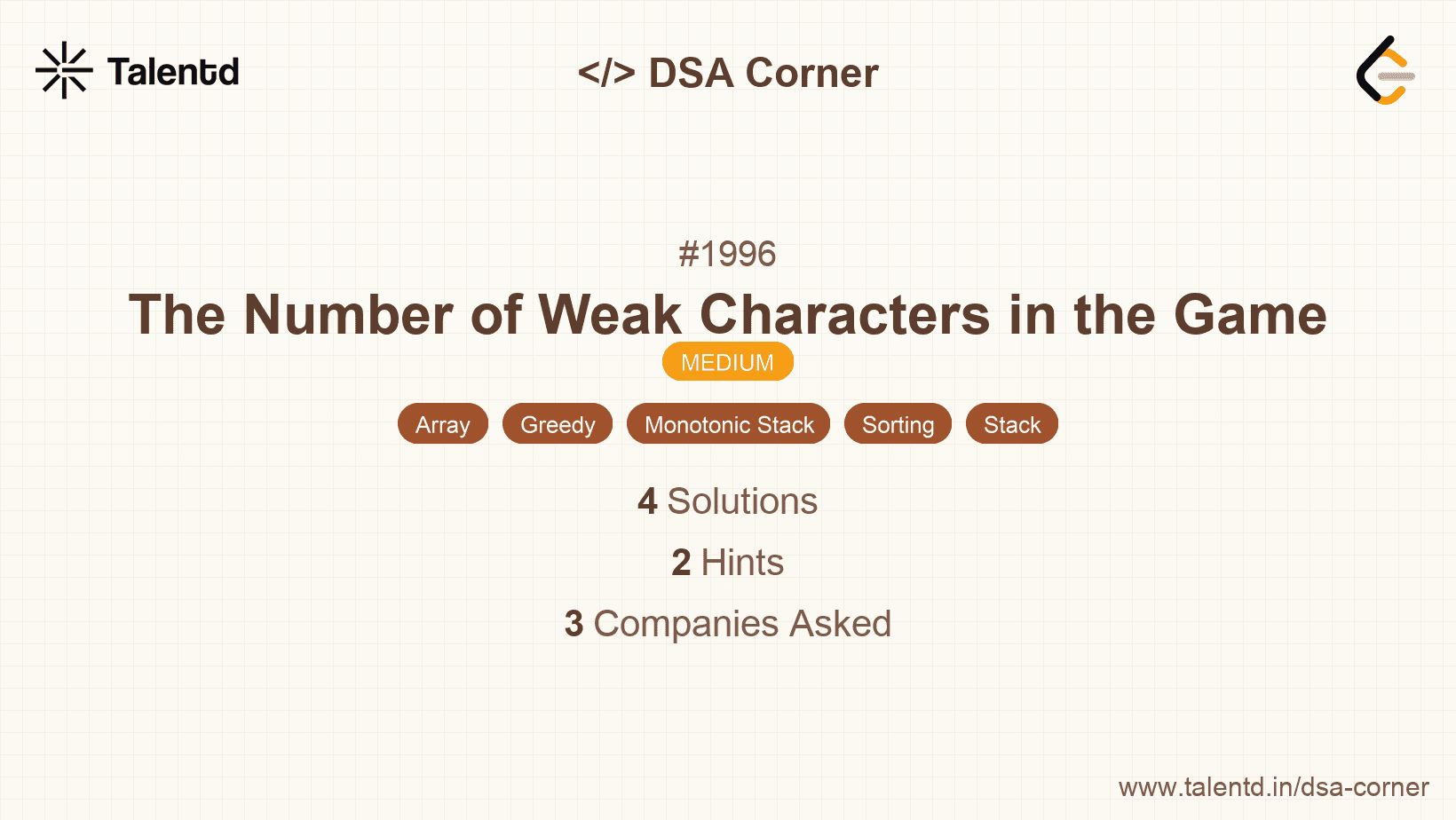 Problem visualization for The Number of Weak Characters in the Game