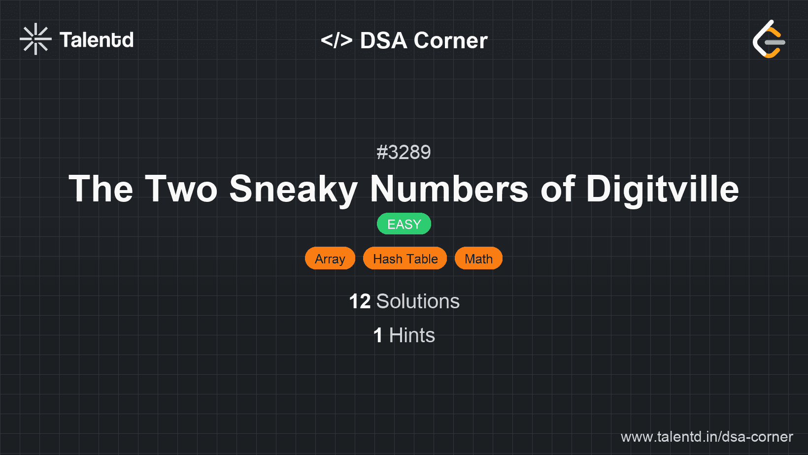 Problem visualization for The Two Sneaky Numbers of Digitville