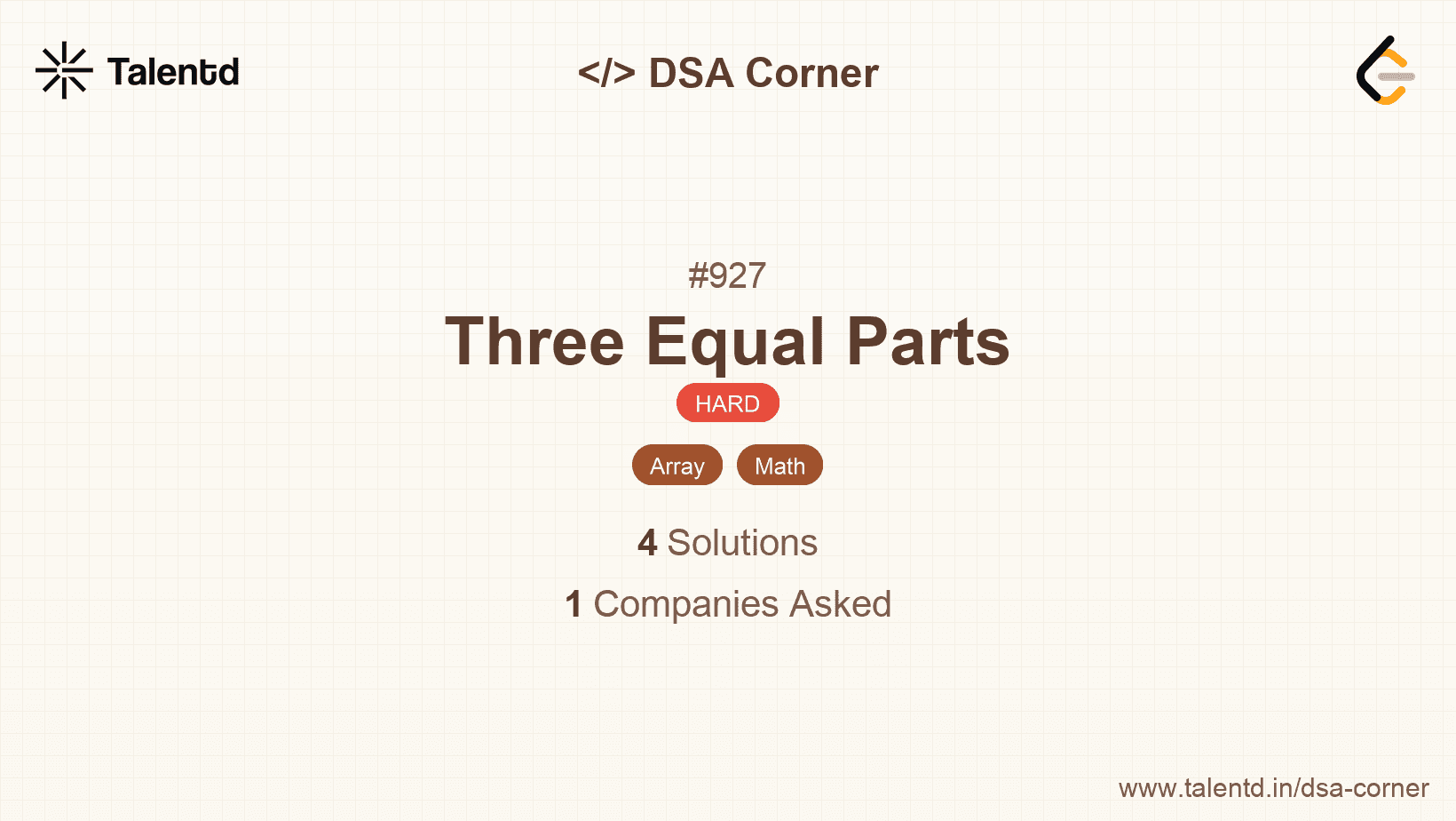 Problem visualization for Three Equal Parts