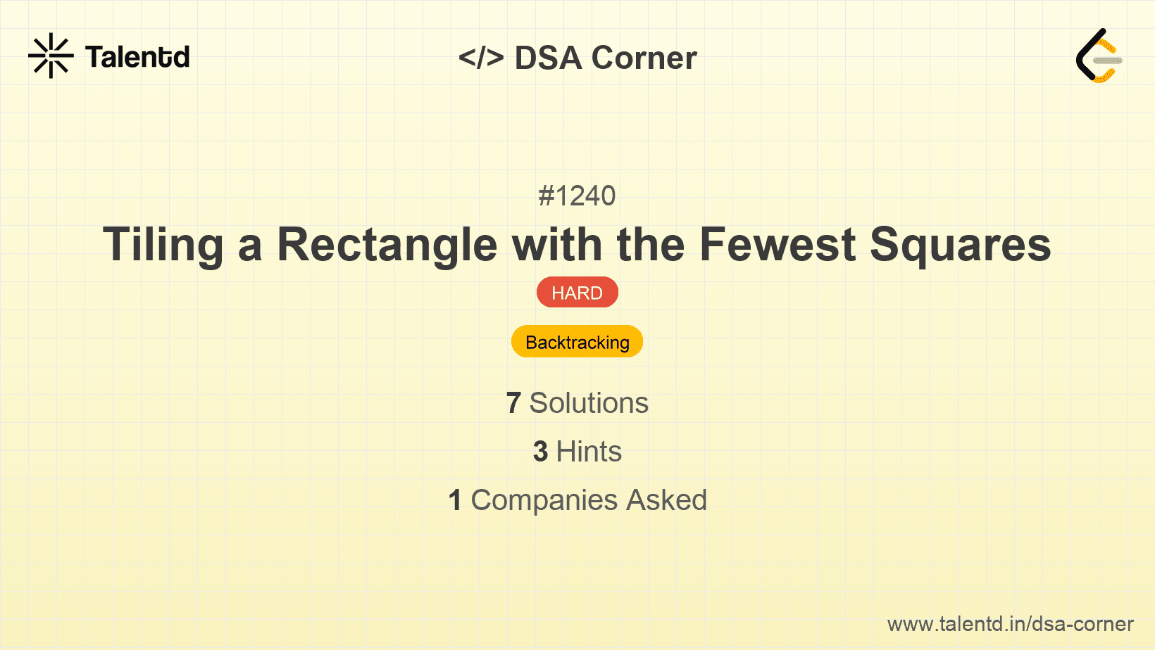 Problem visualization for Tiling a Rectangle with the Fewest Squares