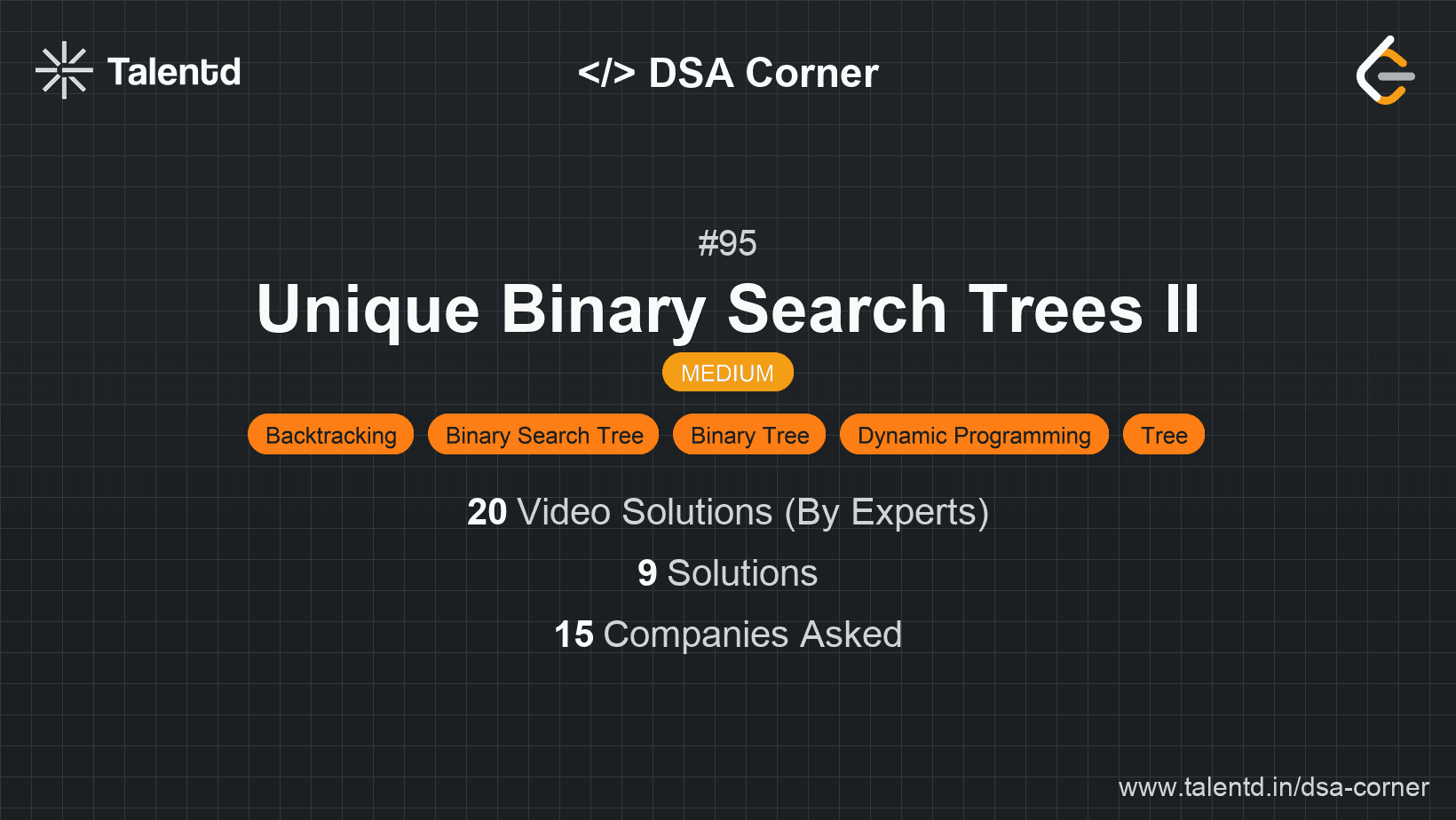 Problem visualization for Unique Binary Search Trees II
