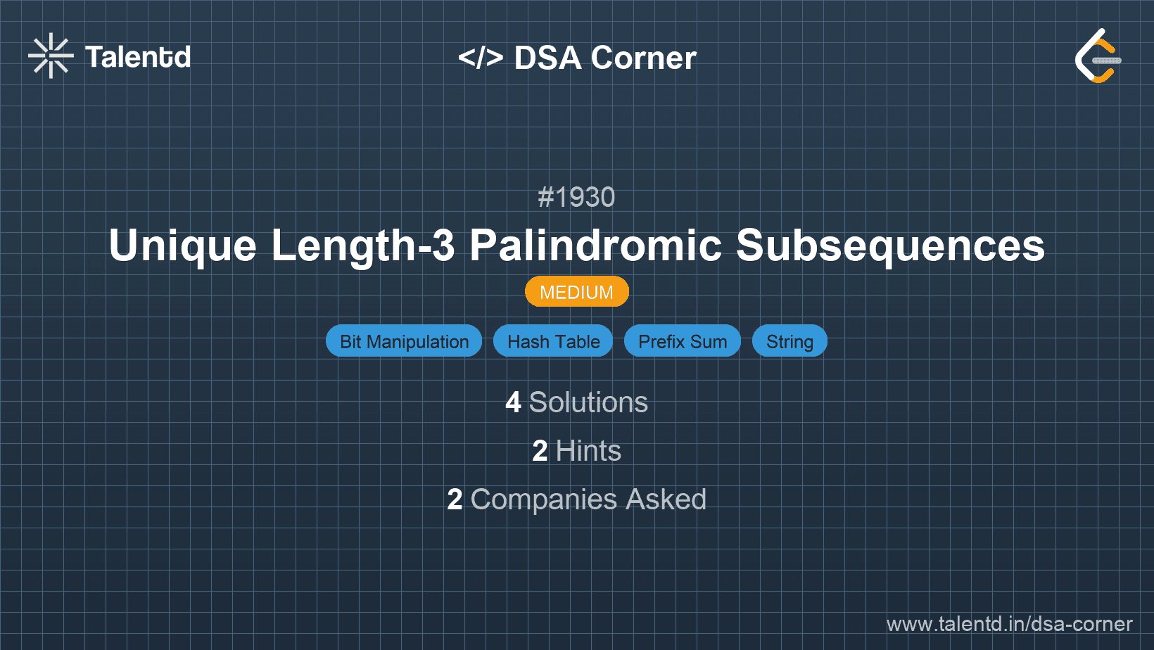 Problem visualization for Unique Length-3 Palindromic Subsequences