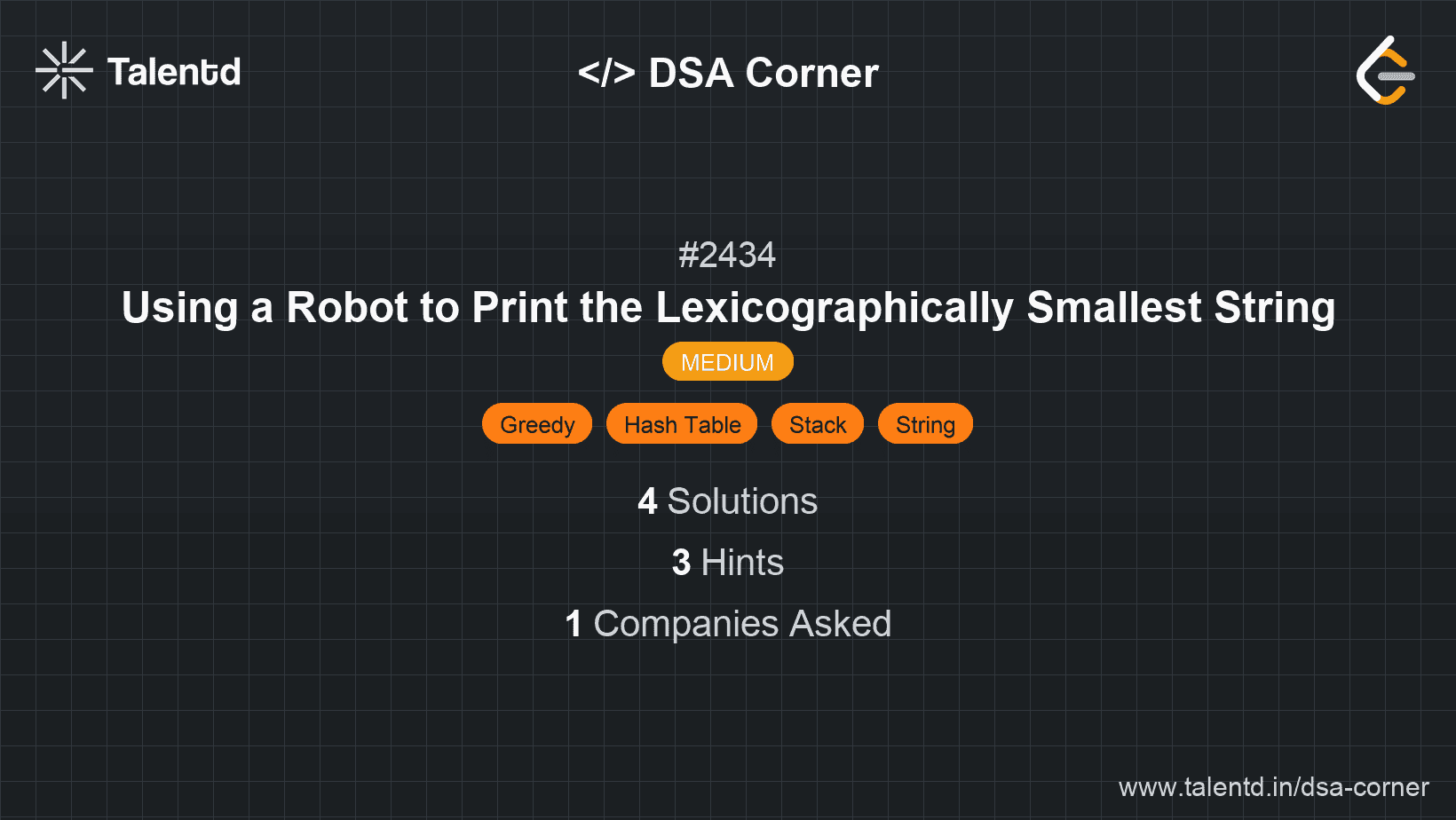Problem visualization for Using a Robot to Print the Lexicographically Smallest String