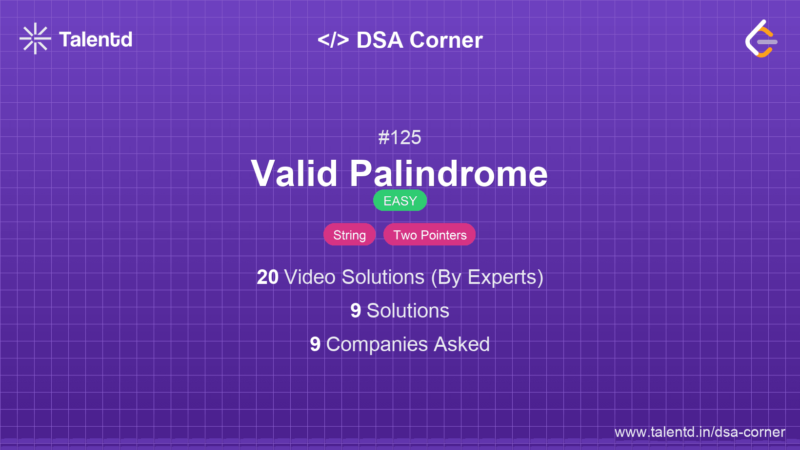 Problem visualization for Valid Palindrome