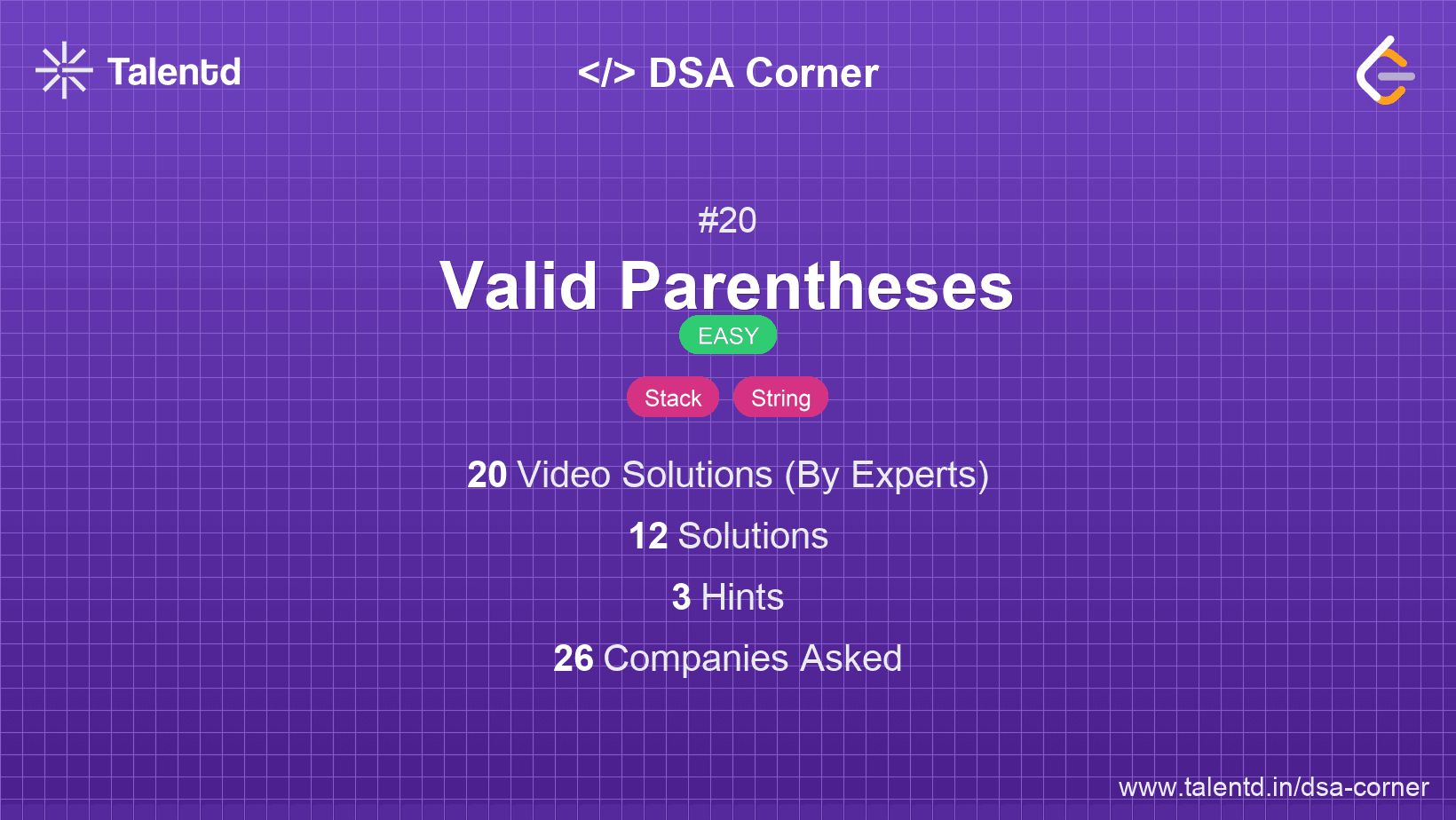 Problem visualization for Valid Parentheses