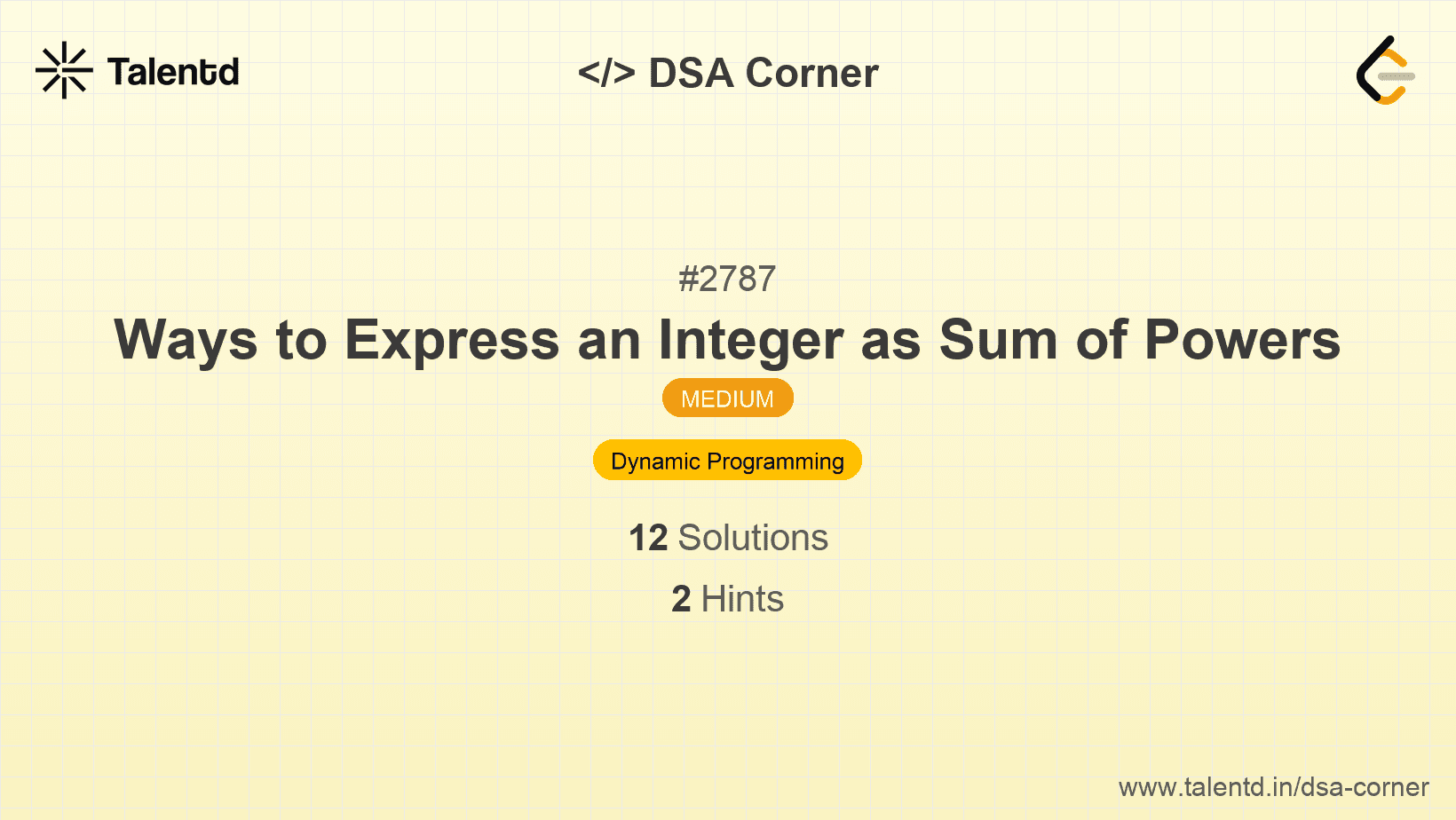 Problem visualization for Ways to Express an Integer as Sum of Powers